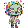 Farbenfroher Zombie im Hoodie