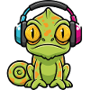 Baby Chameleon Headphones Cartoon Music