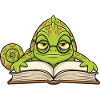 Chameleon Reader Glasses Book Mascot Cartoon