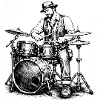 Vintage Drummer Noir Illustration