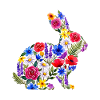 Hase Silhouette Blumen Bunt