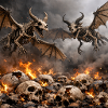 Skeleton Dragons in Flames