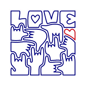 LOVE - Langue des signes I love you Bleu