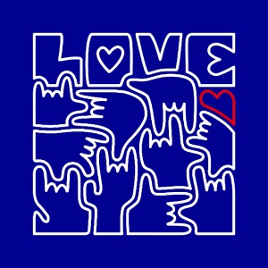LOVE - Langue des signes I love you Bleu