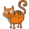 Funny cartoon cat with big eyes
