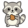 Raccoon with Biscuit Cartoon Motif
