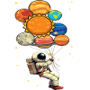 Astronaut With Planet Balloons Outer Space