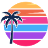 Retro Sunset Palm Circle