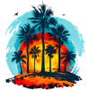 Palm trees at tropical sunset
