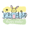 Pastel bunny in spring field