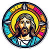 Jesus, buntes Buntglas