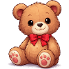 Cuddly bear with red ribbon