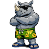 Rhinoceroswith Hibiscus Shorts