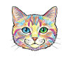Bunte Katze Skizze Tiermotiv
