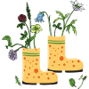 Garden boots with wildflowers