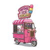 Vintage lyserød gelato-lastbil