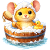 Cute mouse bathing