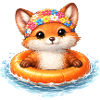 Süßer Fuchs mit Schwimmring 