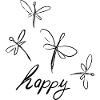 Dragonfly drawing with - happy - lettering
