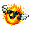 Fire Emoticon with Sunglasses