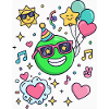 Festive Smiley with Balloons