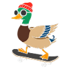 Skate-Duck with hat and sunglasses