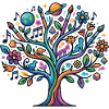 Colorful Tree of Life Music Art Nature Astro Hobbies