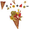 Eiswaffel mit buntem Obst