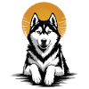 Hundehusky, sibirischer Retro-Sonnen-Hundeporträt