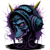 Neon Skull with Headphones DJ