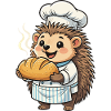 Hedgehog chef bakes golden bread