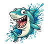 Squirting cartoon shark