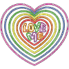 Bunter Love Me-Text Herzenform-Druck