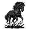 Cheval Noir Galop Étalon Sauvage Équestre
