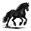 Cheval Noir Sauvage Galop Puissance Équestre