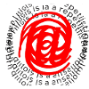 Red spiral in circular text