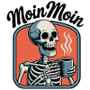Moin Moin Kaffeetrinkendes Skelett