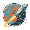 Rocket launch over globe