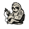 Tattooed Sloth with Skull Rose