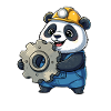 Ouvrier du bâtiment panda avec équipement