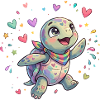 Rainbow Turtle with Heart Patterns