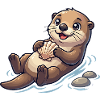 Loutre avec coquillage sur la plage
