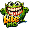 Green Funny Monster BiteMe Cartoon