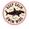 Shark Badge with Saying Swim Wide