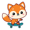 Bunter Kawaii-Skate-Fuchs