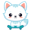 Kawaii Fox on Skateboard