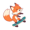Fox skateboarder on skateboard