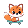Kawaii Fox on Skateboard