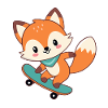 Fuchs auf niedlichem Skateboard