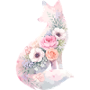 Silhouette de renard Aquarelle Fleurs
